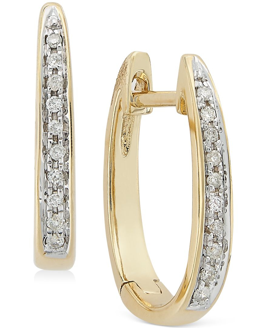 Lyst Macy'S Channelset Diamond Hoop Earrings In 14k Gold (1/10 Ct. T